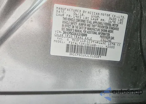 2018 Nissan Kicks S z USA, uszkodzony, nr VIN 3N1CP5CUXJL510089